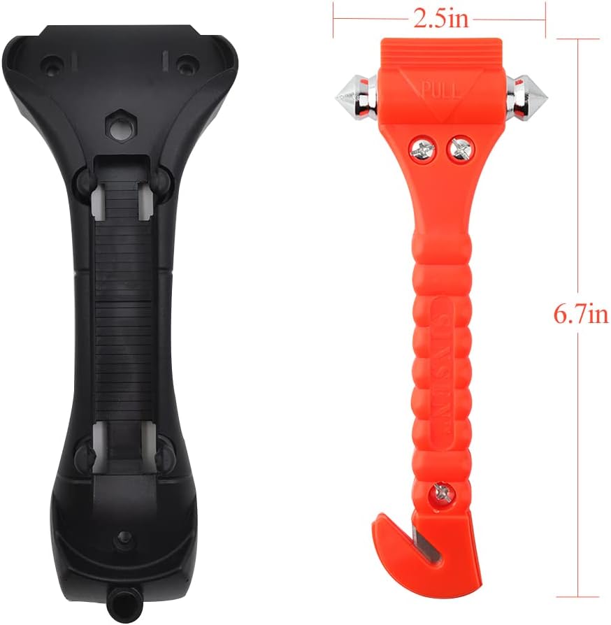 Car Safety Hammer Set of 2 Emergency Escape Tool Auto Car Window Glass Hammer Breaker and Seat Belt Cutter Escape 2-in-1 for Family Rescue &amp; Auto Emergency Escape Tools