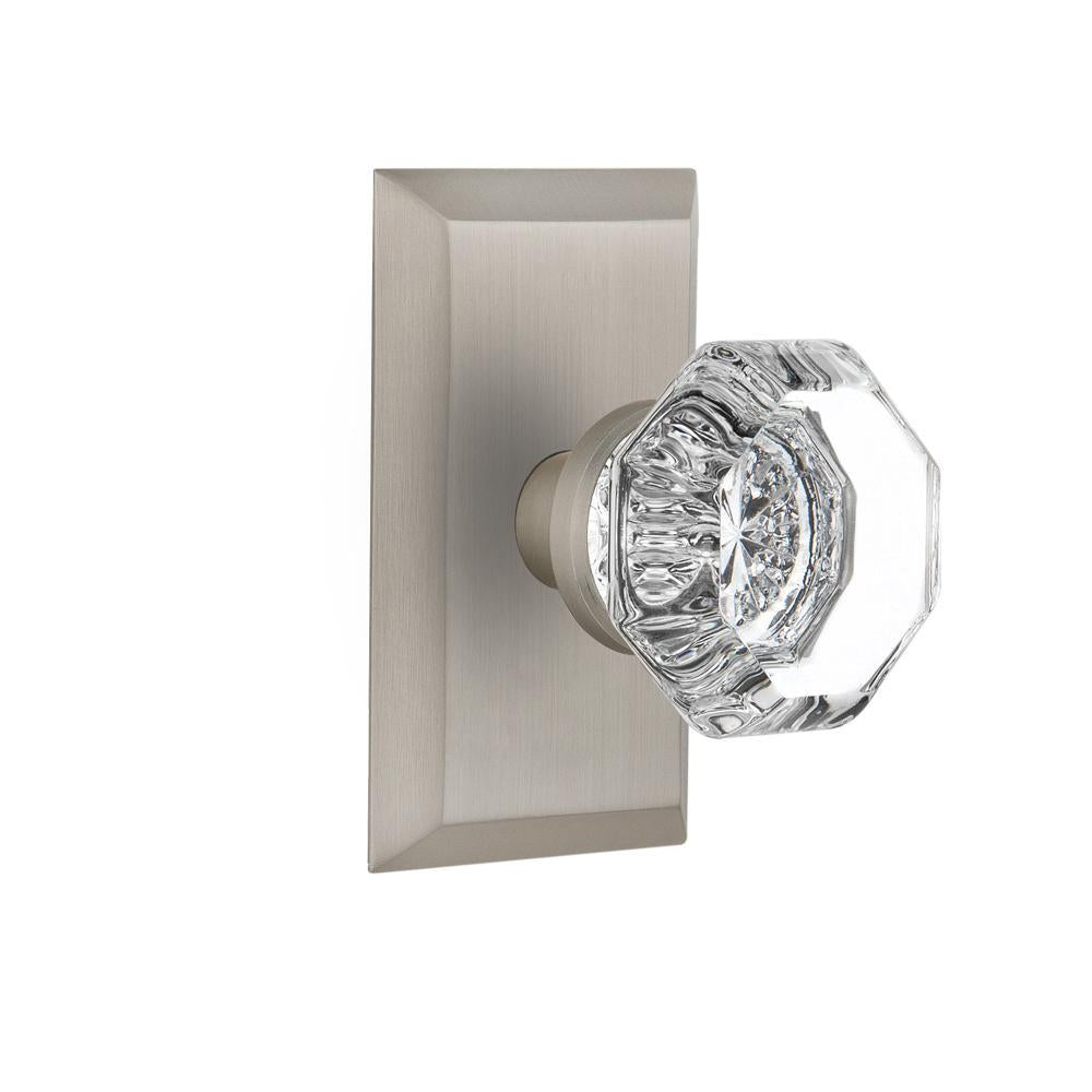 Studio Plate 2-3/4 in. Backset Satin Nickel Privacy Bed/Bath Waldorf Door Knob