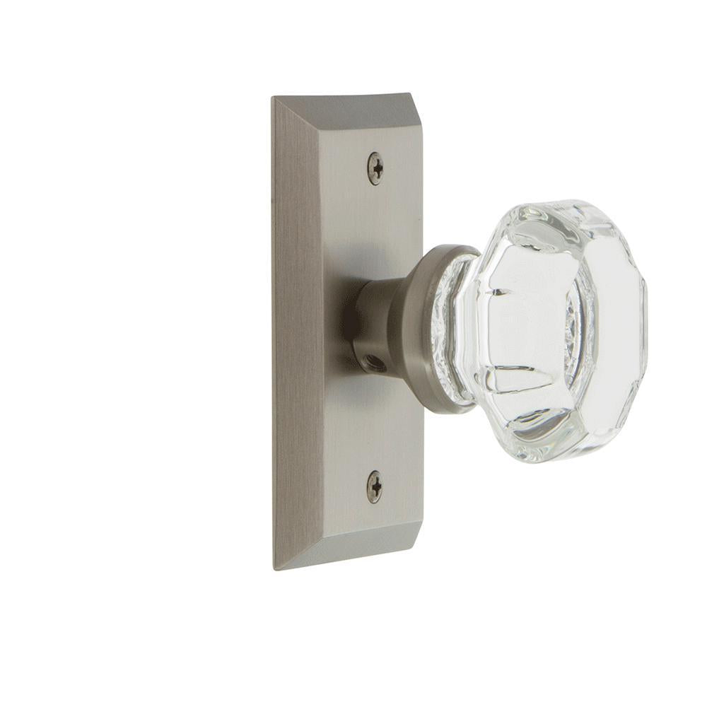 Studio Plate 2-3/4 in. Backset Satin Nickel Privacy Bed/Bath Waldorf Door Knob
