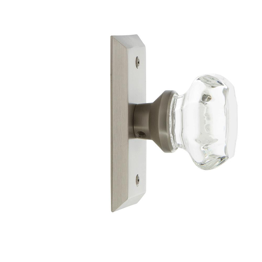 Studio Plate 2-3/4 in. Backset Satin Nickel Privacy Bed/Bath Waldorf Door Knob