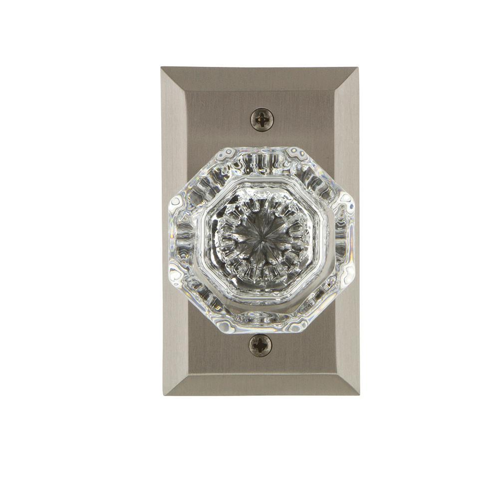 Studio Plate 2-3/4 in. Backset Satin Nickel Privacy Bed/Bath Waldorf Door Knob