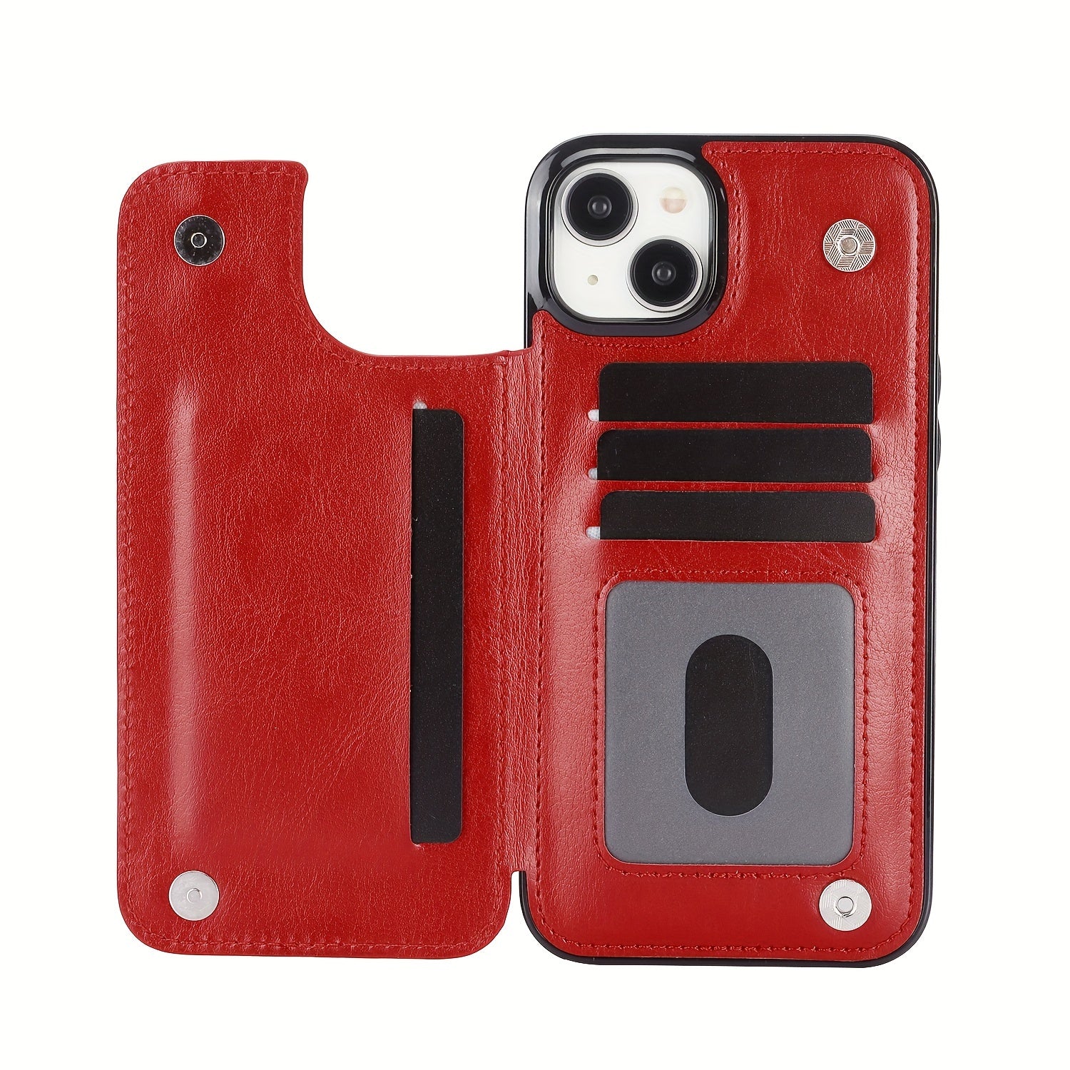 For  15/ 14/ 13/ 12/ 11 Pro Max/ Mini/ XR/ XS Max/ SE 2022/2020/ 7/ 8 Plus Wallet Case With Card Holder, PU Faux Leather Kickstand Card Slots Case, Double Magnetic Clasp And Durable Shockproof Cover