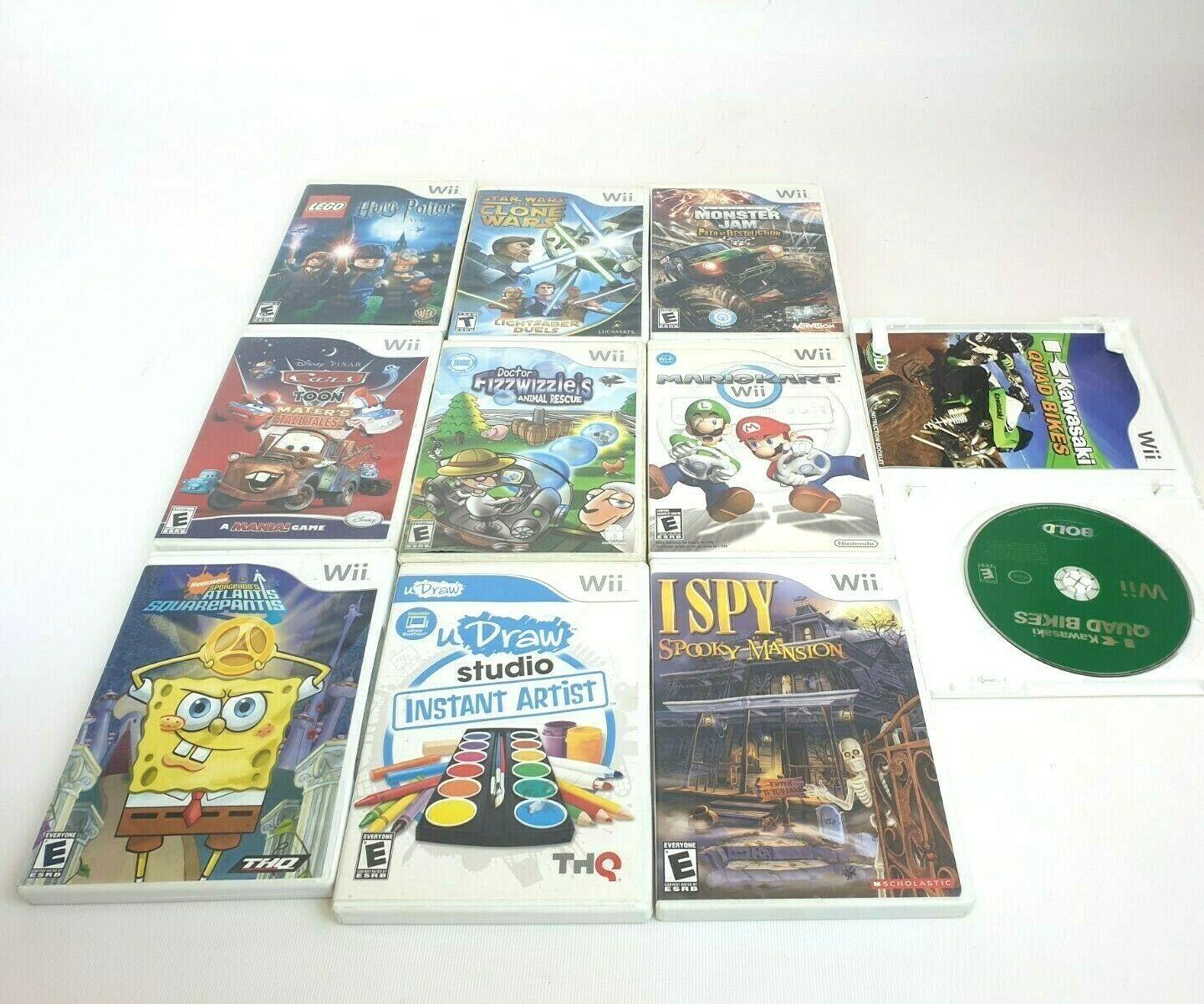 Wii RVL-001 Sensors 10 Games 2 Controllers Mario Kart Harry Potter Lego