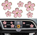 6 Pcs Daisy Air Vent Clips, Cute Flower Air Conditioning Outlet Clip Car Air Fresheners Vent Clips Car Interior Decor Charm Car Decoration Cute Car Accessories for Women Girls + Mask Hook(Pink)