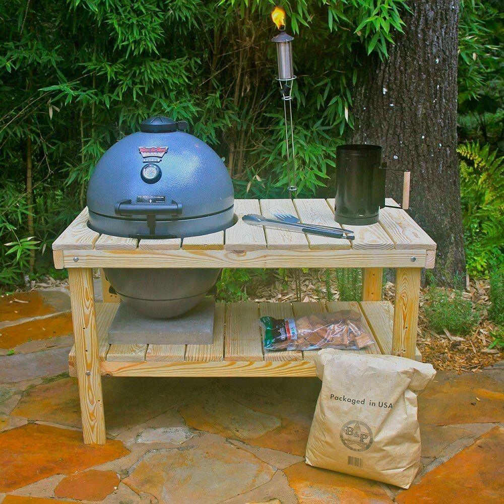 Grill Table Kit Adjustable Height Paintable in Grain with StoraShelf