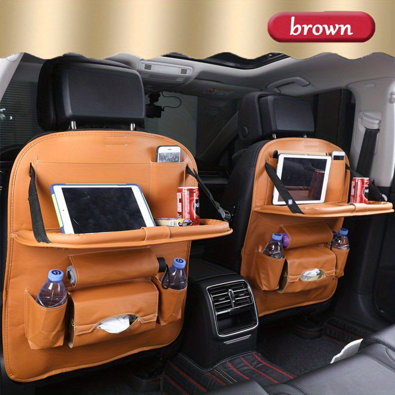 1pc Car Back Seat Organizers, StoraPockets Kick Mats Car Back Seat Protectors Tissue Boxcup Holder Laptop Table Car Eating Tray For ParOnly