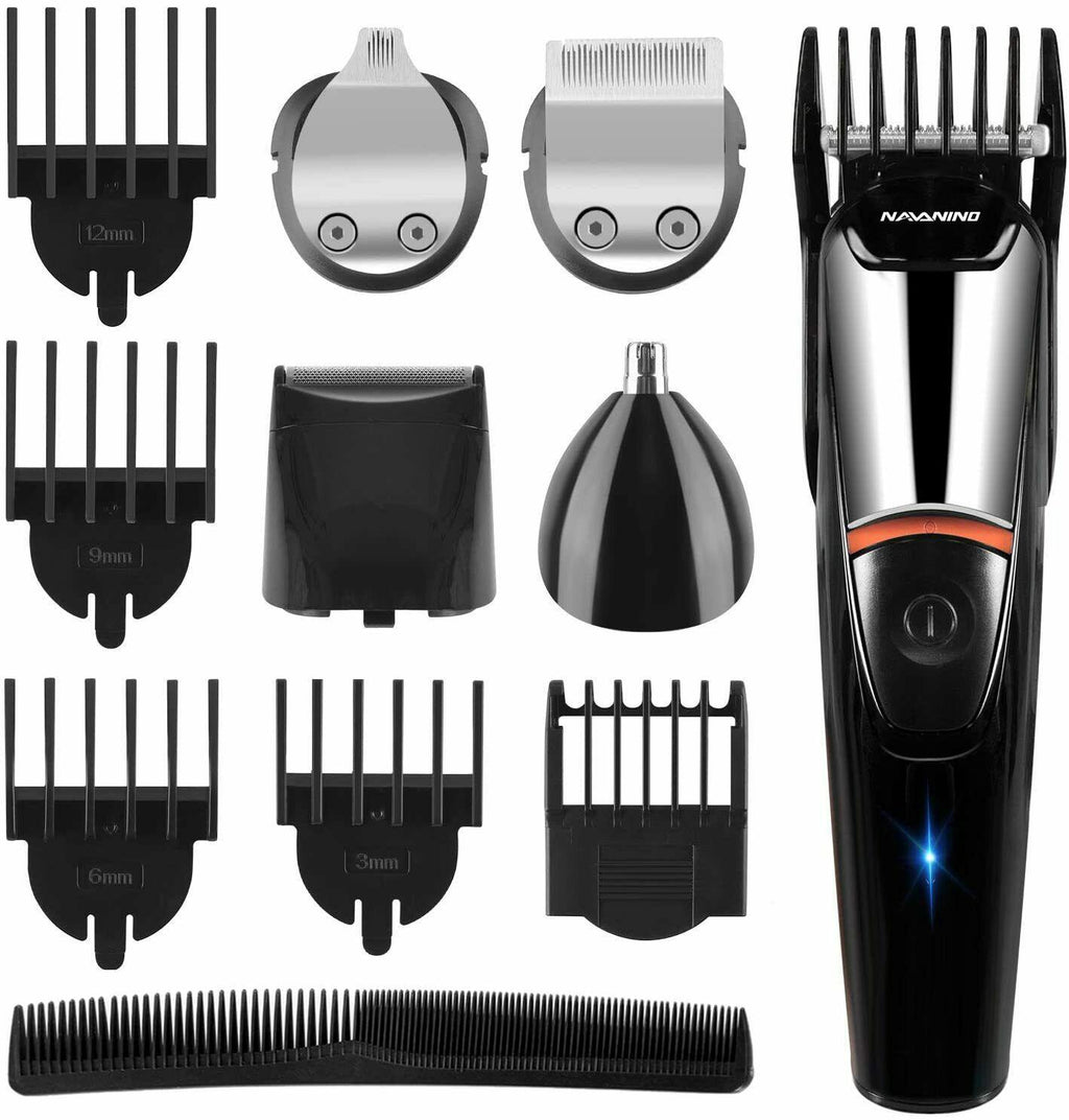NAVANINO Trimmer Mens Barber Electric Waterproof 5 On 1.5 Heads Dual