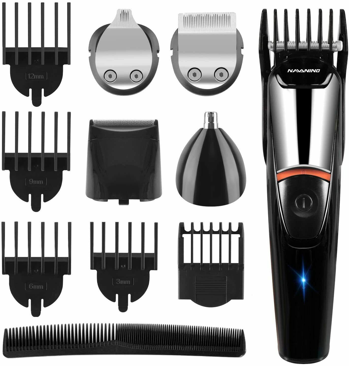 NAVANINO Trimmer Mens Barber Electric Waterproof 5 On 1.5 Heads Dual