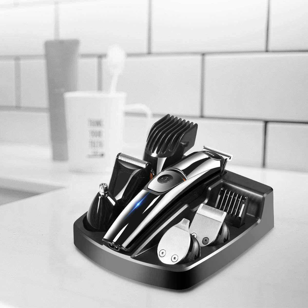 NAVANINO Trimmer Mens Barber Electric Waterproof 5 On 1.5 Heads Dual