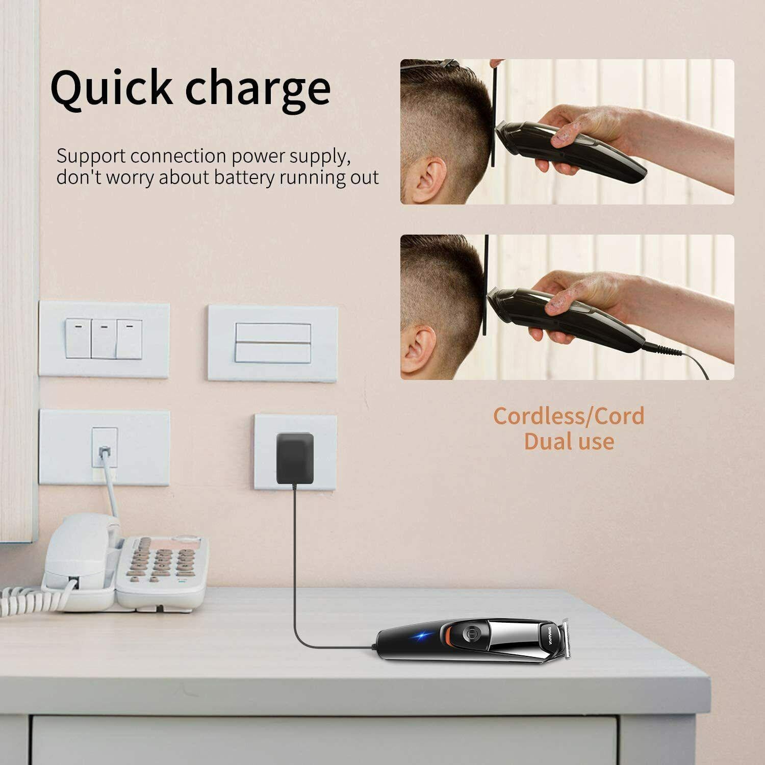 NAVANINO Trimmer Mens Barber Electric Waterproof 5 On 1.5 Heads Dual