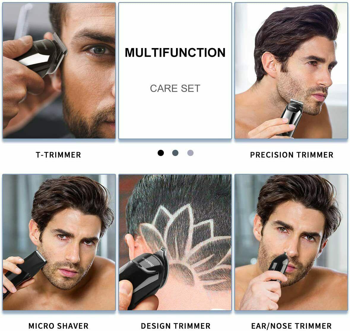 NAVANINO Trimmer Mens Barber Electric Waterproof 5 On 1.5 Heads Dual