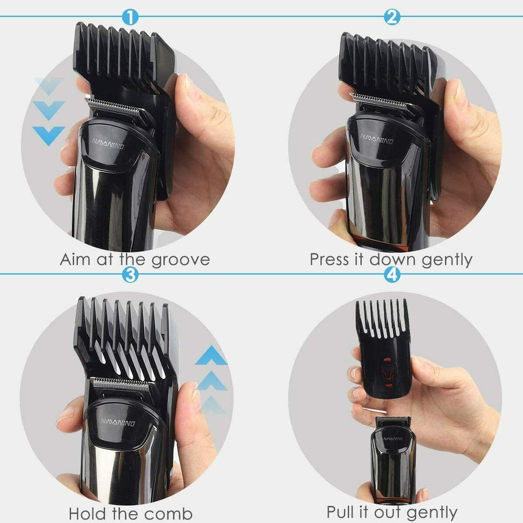 NAVANINO Trimmer Mens Barber Electric Waterproof 5 On 1.5 Heads Dual
