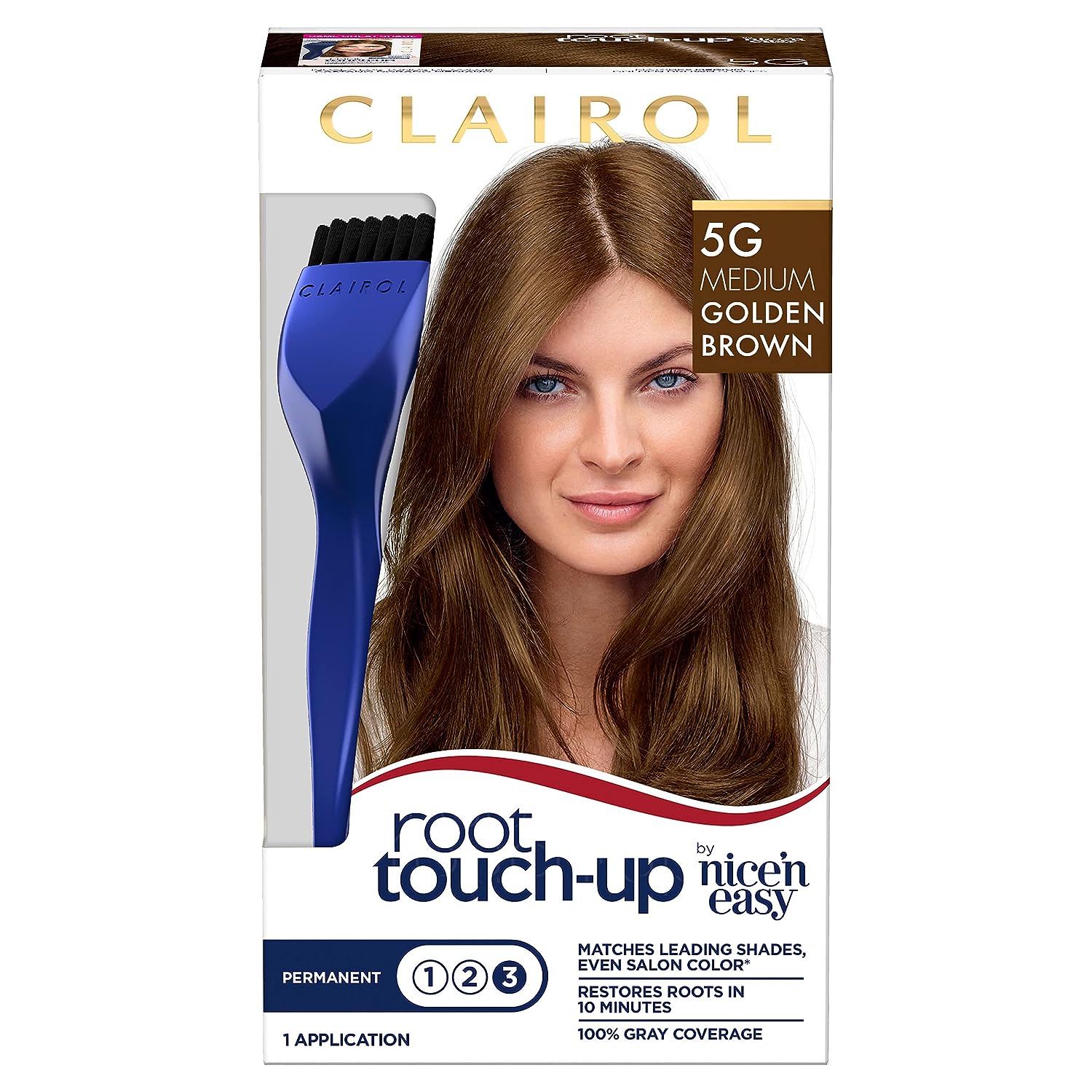Clairol Root Touch-Up by Nice'n Easy Permanent Hair Dye, 5G Medium Golden Brown Hair Color, Pack of 1