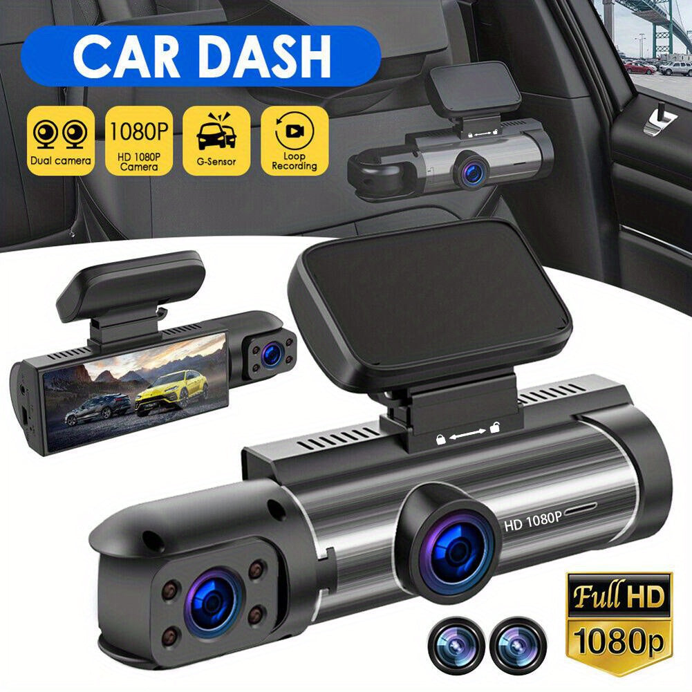 Dash Cam 3.16 Inch Dual Lens Dash Cam, Front -in Camera G Sensor HD Night Vision Wide Angle Car DVR