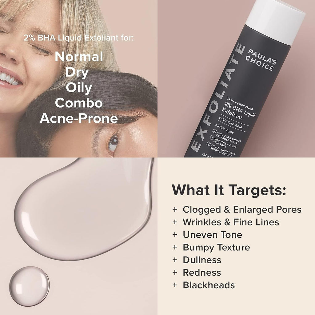 Paulas Choice--SKIN PERFECTING 2% BHA Liquid Salicylic Acid Exfoliant--Facial Exfoliant for Blackheads, Enlarged Pores, Wrinkles &amp; Fine Lines, 4 oz Bottle