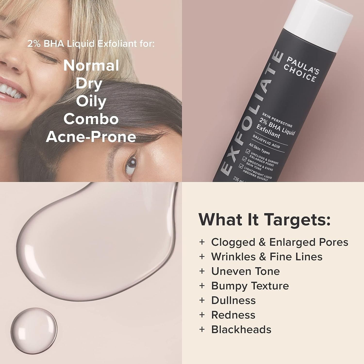 Paulas Choice--SKIN PERFECTING 2% BHA Liquid Salicylic Acid Exfoliant--Facial Exfoliant for Blackheads, Enlarged Pores, Wrinkles &amp; Fine Lines, 4 oz Bottle