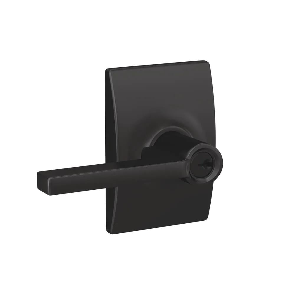 Custom Latitude Matte Black Century Trim Keyed Entry Door Lever