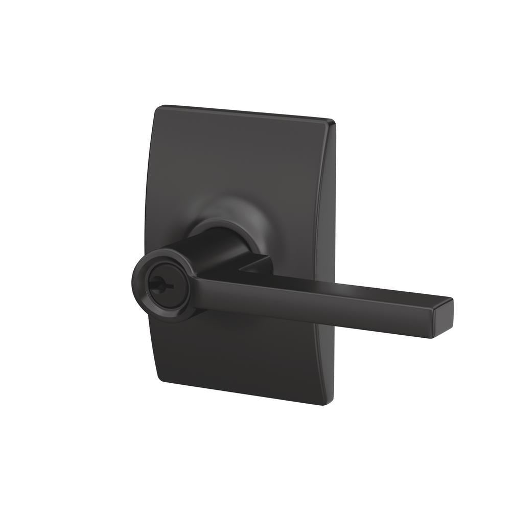 Custom Latitude Matte Black Century Trim Keyed Entry Door Lever
