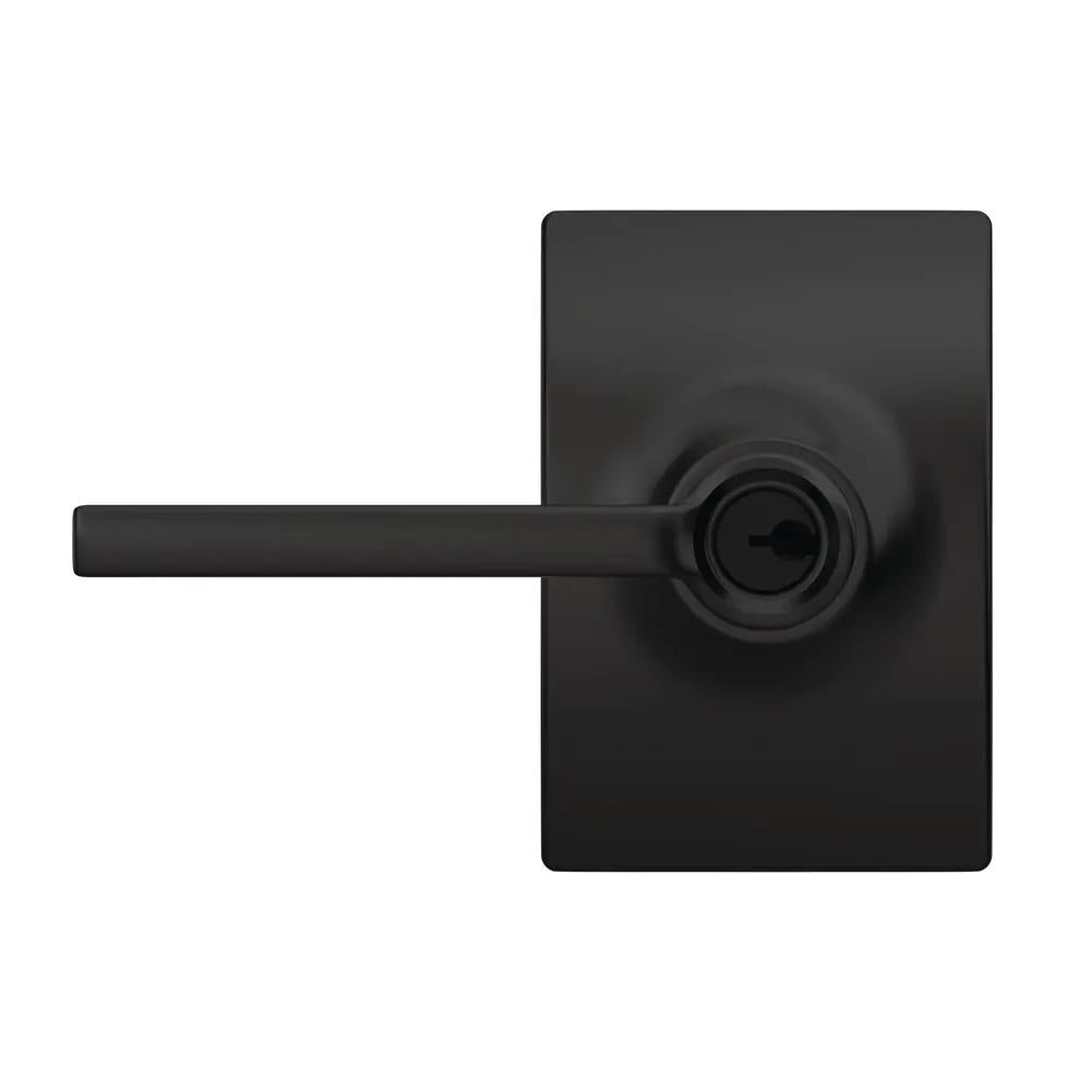 Custom Latitude Matte Black Century Trim Keyed Entry Door Lever