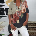 Casual V-neck Short-sleeved Printed Shirt