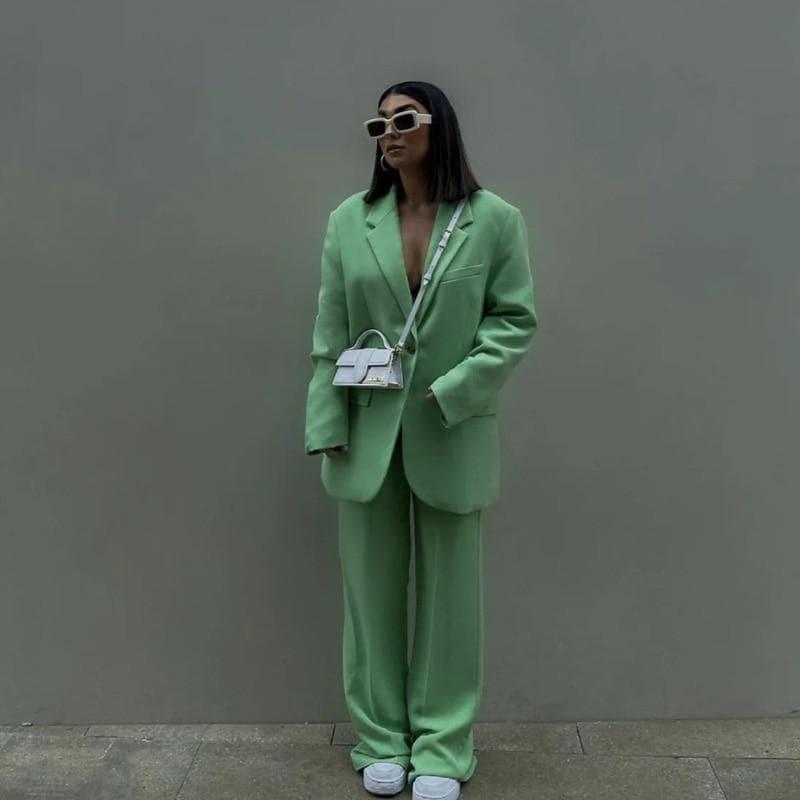 green long sleeve office suit