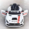 ELECWISH 45.7" Mercedes Benz AMG-GT4 12V Powered Ride-On Car for Kids, Kid's Electric Vehicles with R/C Parental Remote, Portable Handle, White BaVarnish