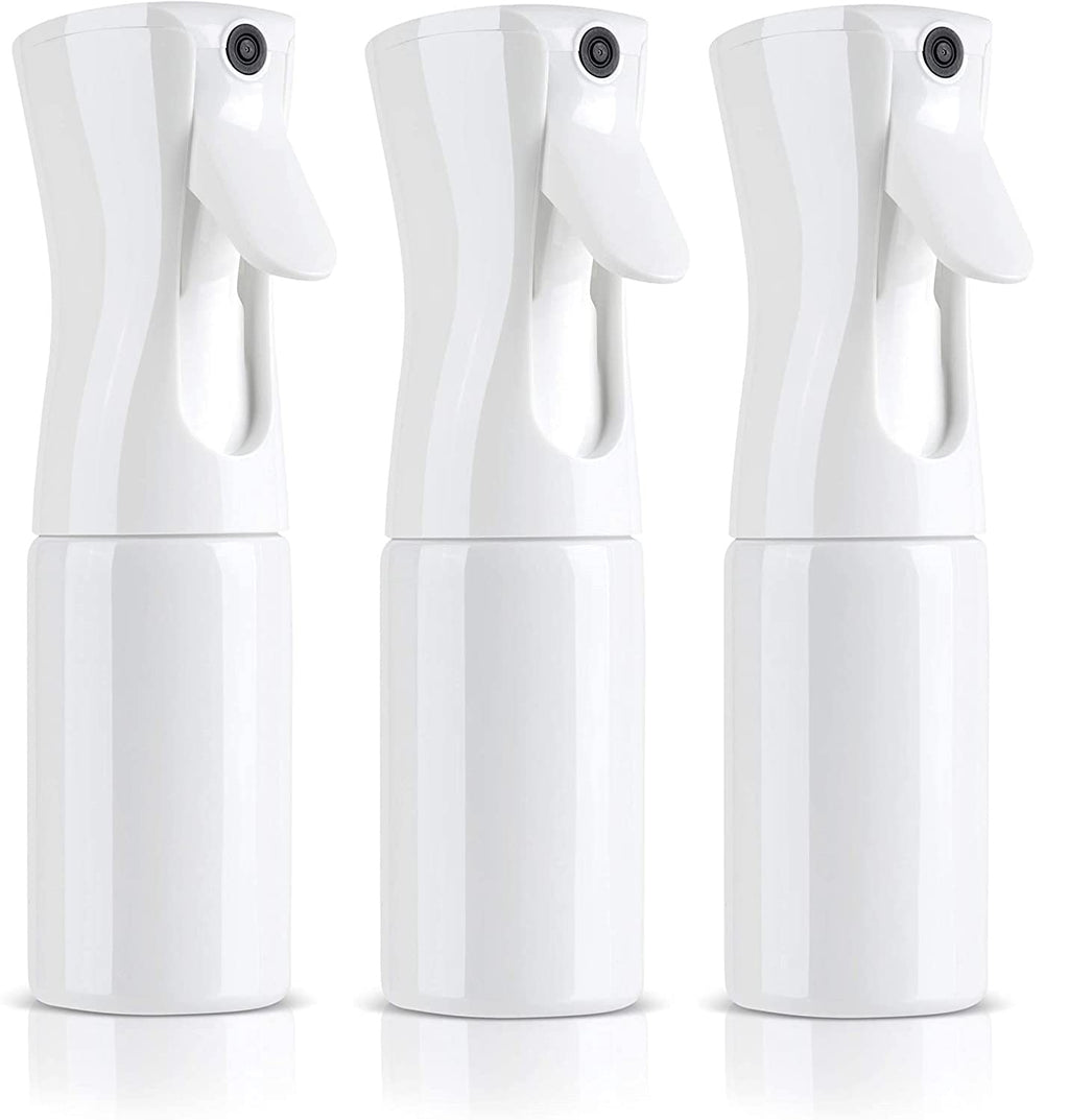 BeautifyBeauties Hair Spray Bottle – Ultra Fine Continuous Water Mister for Hairstyling, Cleaning, Plants, Misting &amp; Skin Care (5 Ounce White 3Pack)