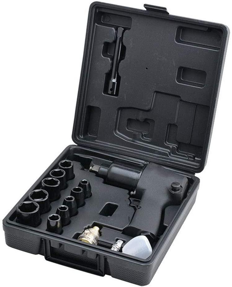 Singlin58 Tool Portable Practica Pneumatic Handheld 1/2 Double Hammer Type Air Wrench, Powerful Industrial Grade Air Wrench Hand Tools Industrial Bike