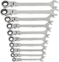 GEARWRENCH 10 Pc. 12 Point Flex Head Ratcheting Combination SAE Wrench Set with Tool Roll - 85893