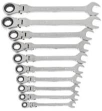 GEARWRENCH 10 Pc. 12 Point Flex Head Ratcheting Combination SAE Wrench Set with Tool Roll - 85893