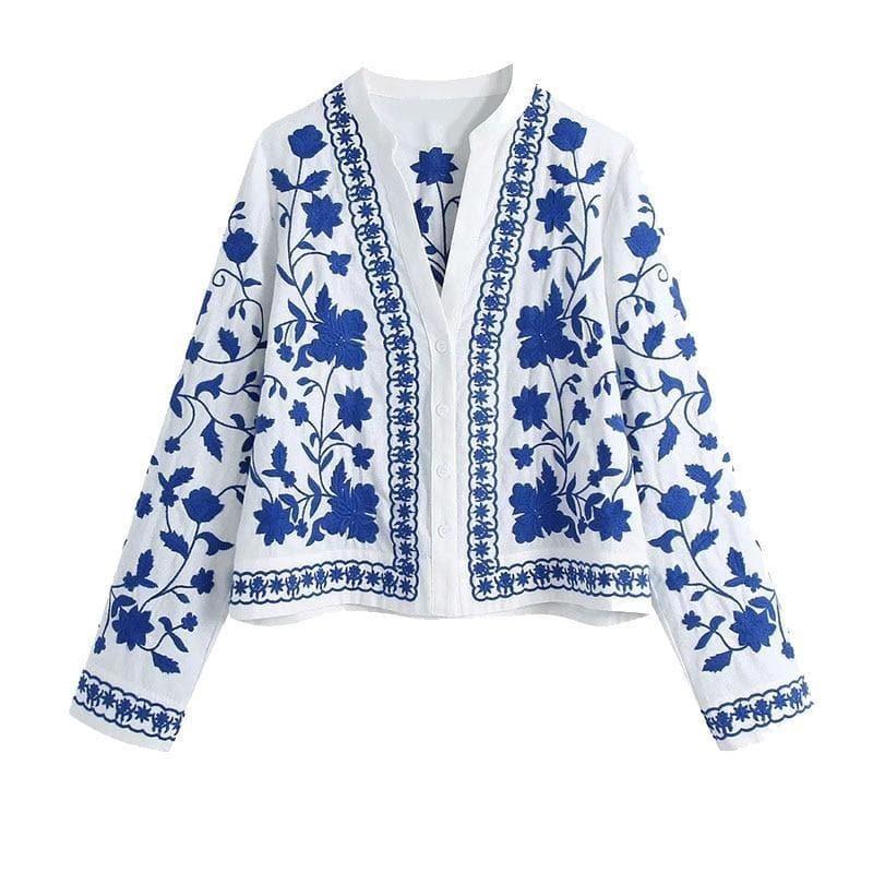 floral embroidery loose cardigan