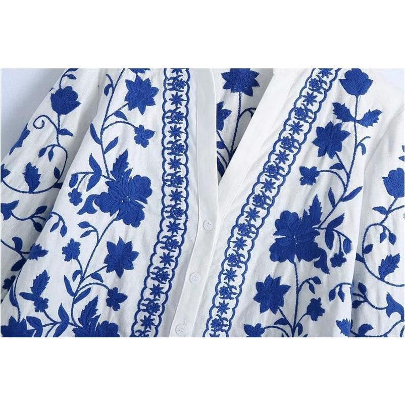 floral embroidery loose cardigan