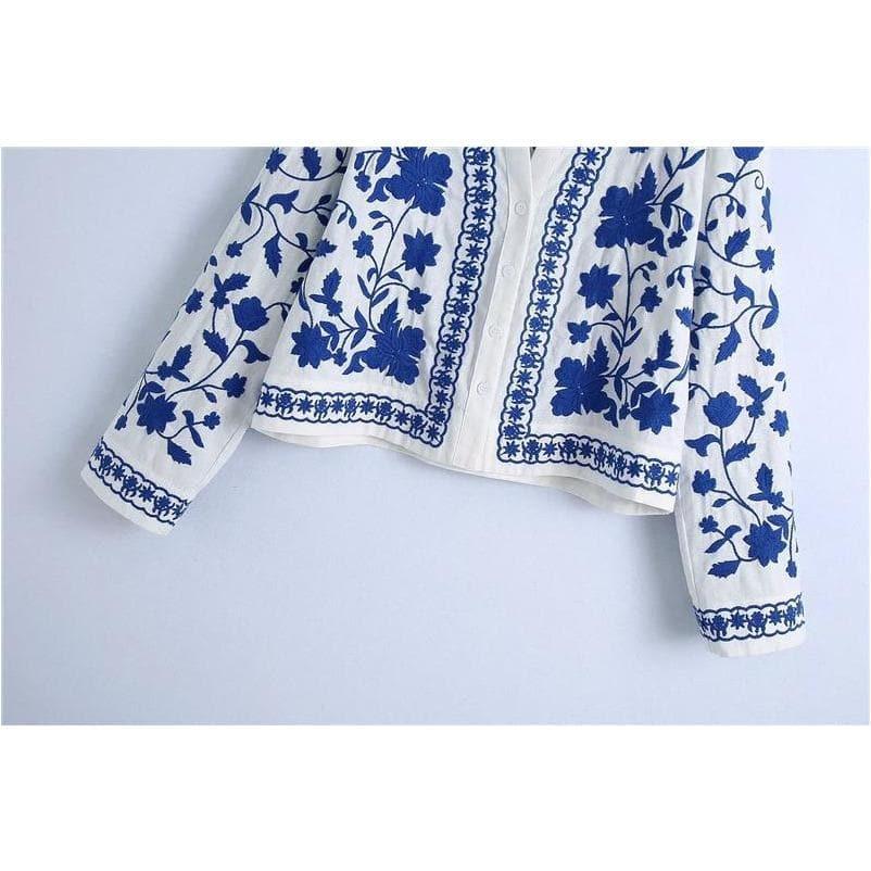floral embroidery loose cardigan