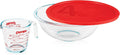 Pyrex Smart Essentials 3-Piece Glass Prep Set, 4-QT Glass Mixing Bowl with lid and 2-Cup Measuring Cup, Dishwasher, Microwave and Freezer Safe, Essential Kitchen Tools