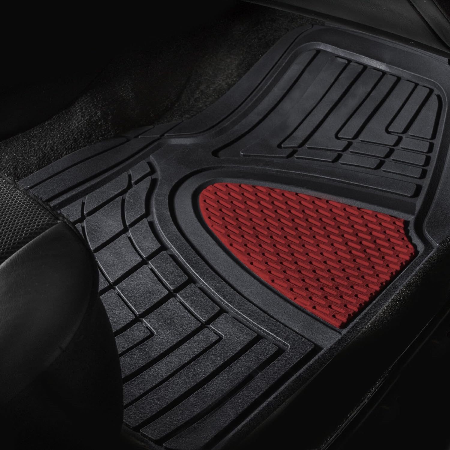 FH Group Automotive Floor Mats - Heavy-Duty Rubber Floor Mats for Cars, Universal Fit Full Set, Climaproof Floor Mats, Trimmable Floor Mats for Most Sedan, SUV, Truck Floor Mats Burgundy