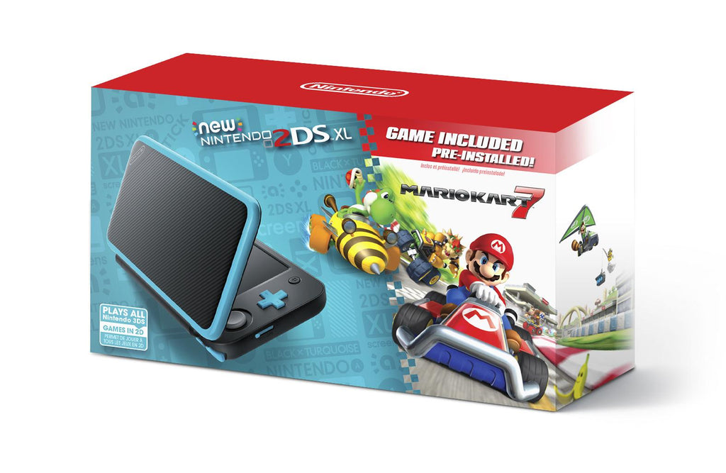 Nintendo 2DS XL System w/ Mario Kart 7 Pre-installed, Black &amp; Turquoise