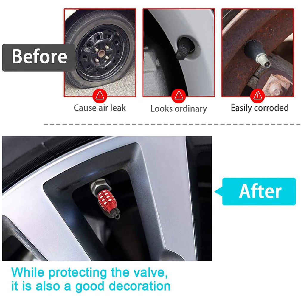 4pcs Grenade Alloy Tire Valve Caps - Add Style To Your Car, Truck, Or Bike Wheels!
