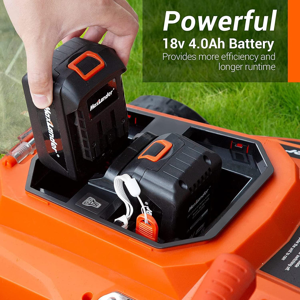 MAXLANDER 40V Cordless Lawn Mower 15 inch Brushless Motor 4.0AH Battery and Charger Included 6 Position Height