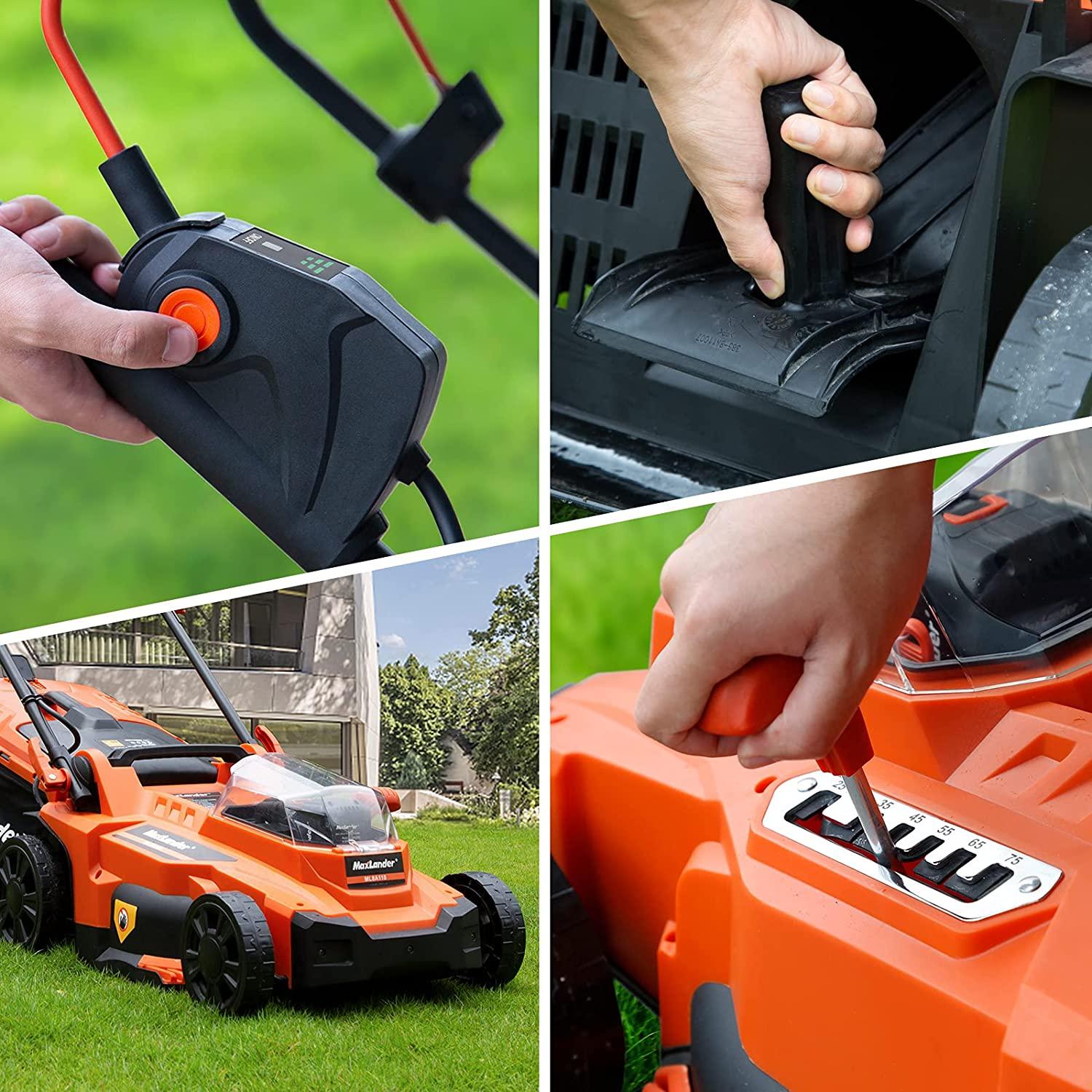 MAXLANDER 40V Cordless Lawn Mower 15 inch Brushless Motor 4.0AH Battery and Charger Included 6 Position Height
