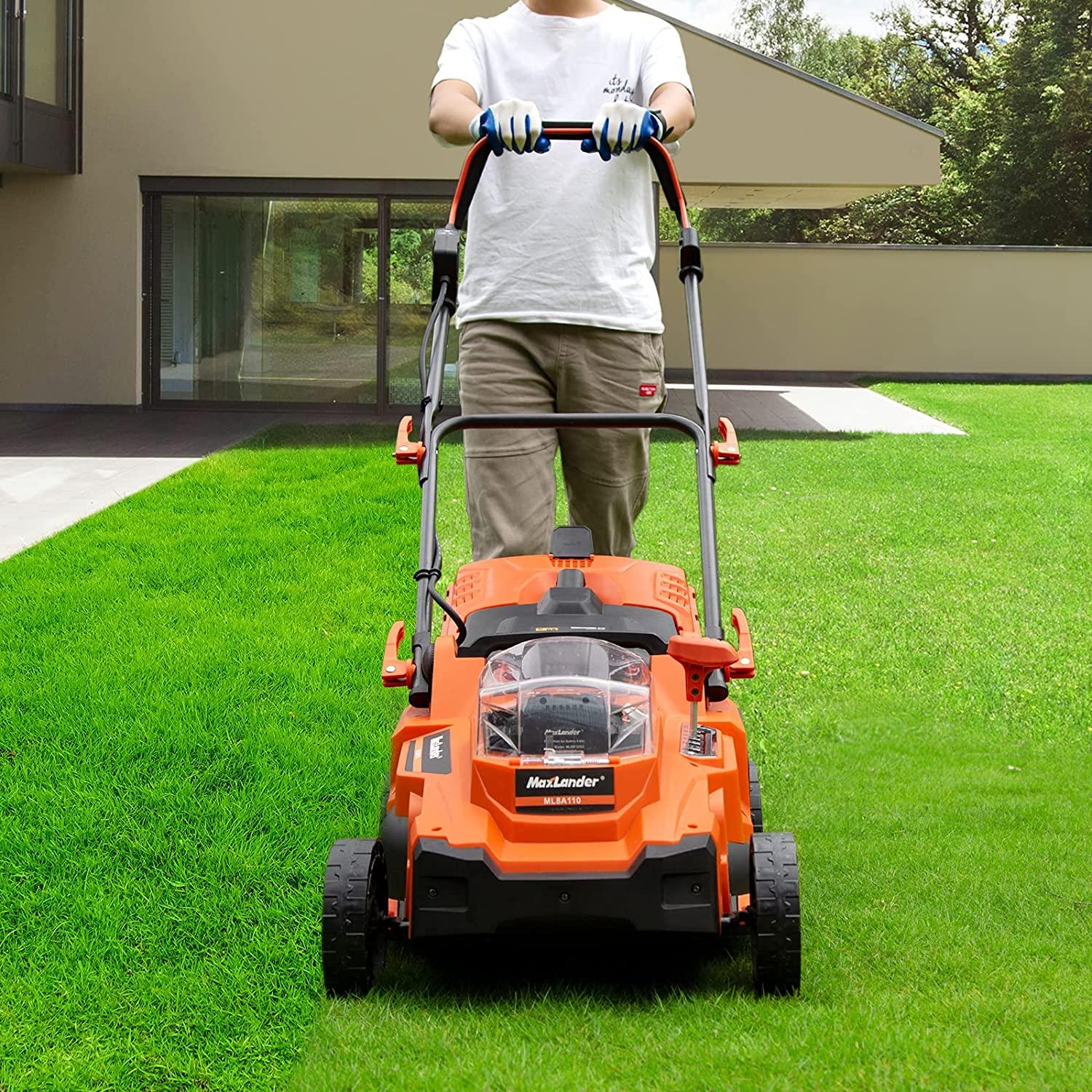 MAXLANDER 40V Cordless Lawn Mower 15 inch Brushless Motor 4.0AH Battery and Charger Included 6 Position Height