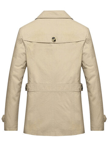 business casual coat washed cotton turndown collar jacket for men
