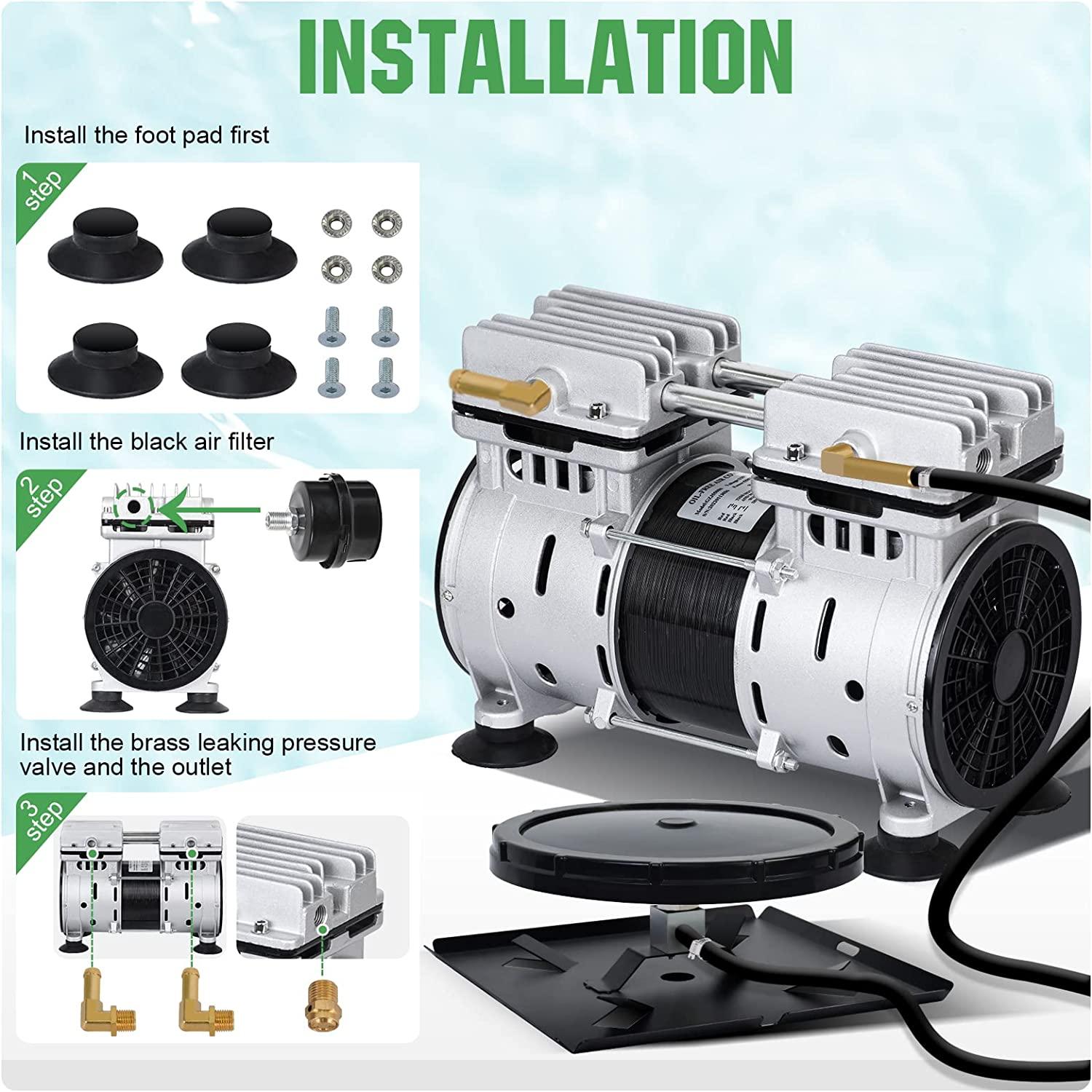 550W Pond or Lake Aeration Pump Kit, 5.76CFM Pond Aerator Pump, Dual 8.5" Air Diffusers with 100" Weighted Tube Fo 3 Acres Pond & Lake