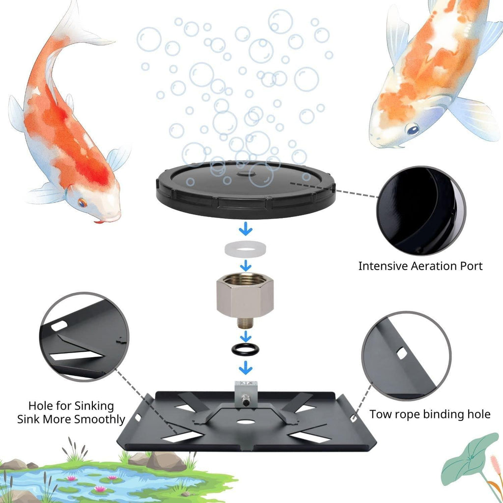 550W Pond or Lake Aeration Pump Kit, 5.76CFM Pond Aerator Pump, Dual 8.5" Air Diffusers with 100" Weighted Tube Fo 3 Acres Pond & Lake