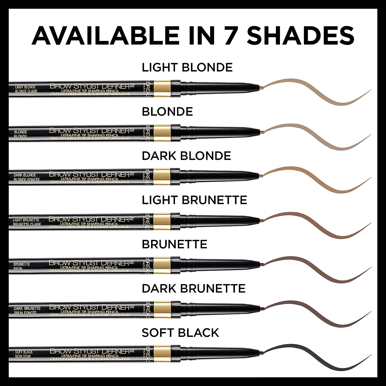 L'Oreal Paris Makeup Brow Stylist Definer Waterproof Eyebrow Pencil, Ultra-Fine Mechanical Pencil, Draws Tiny Brow Hairs and Fills in Sparse Areas and Gaps, Dark Brunette, 0.003 Ounce (Pack of 1)