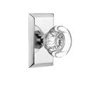 Studio Plate 2-3/4 in. Backset Bright Chrome Privacy Bed/Bath Round Clear Crystal Glass Door Knob