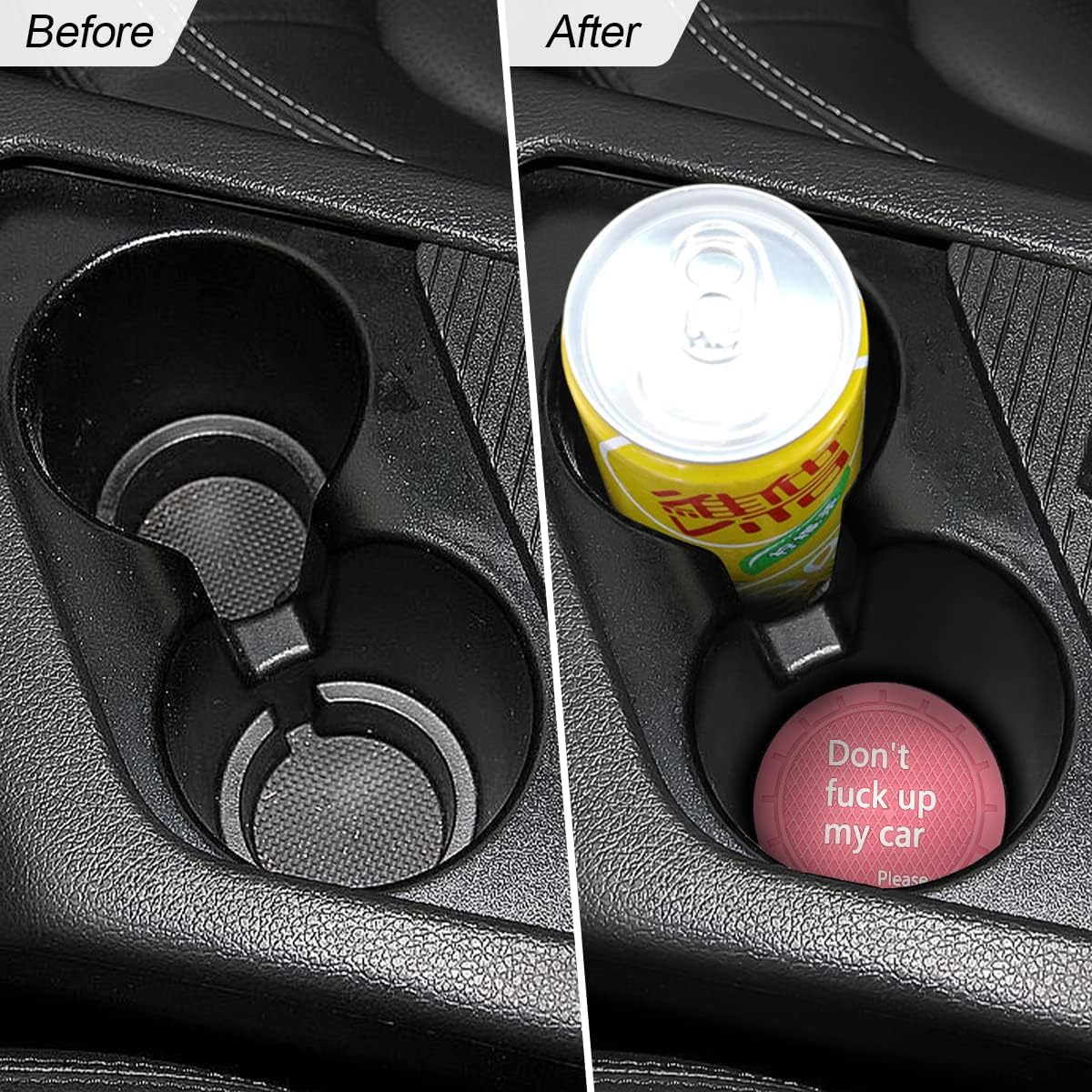 8sanlione 2 Pack Car Cup Holder Coasters, 2.75 Inch Non-Slip PVC Insert Cup Coaster, Anti-Scratch Auto Cup Mats for Women Men, Vehicle Interior Accessories Universal for Car, SUV, Truck (D Pink/2PCS)