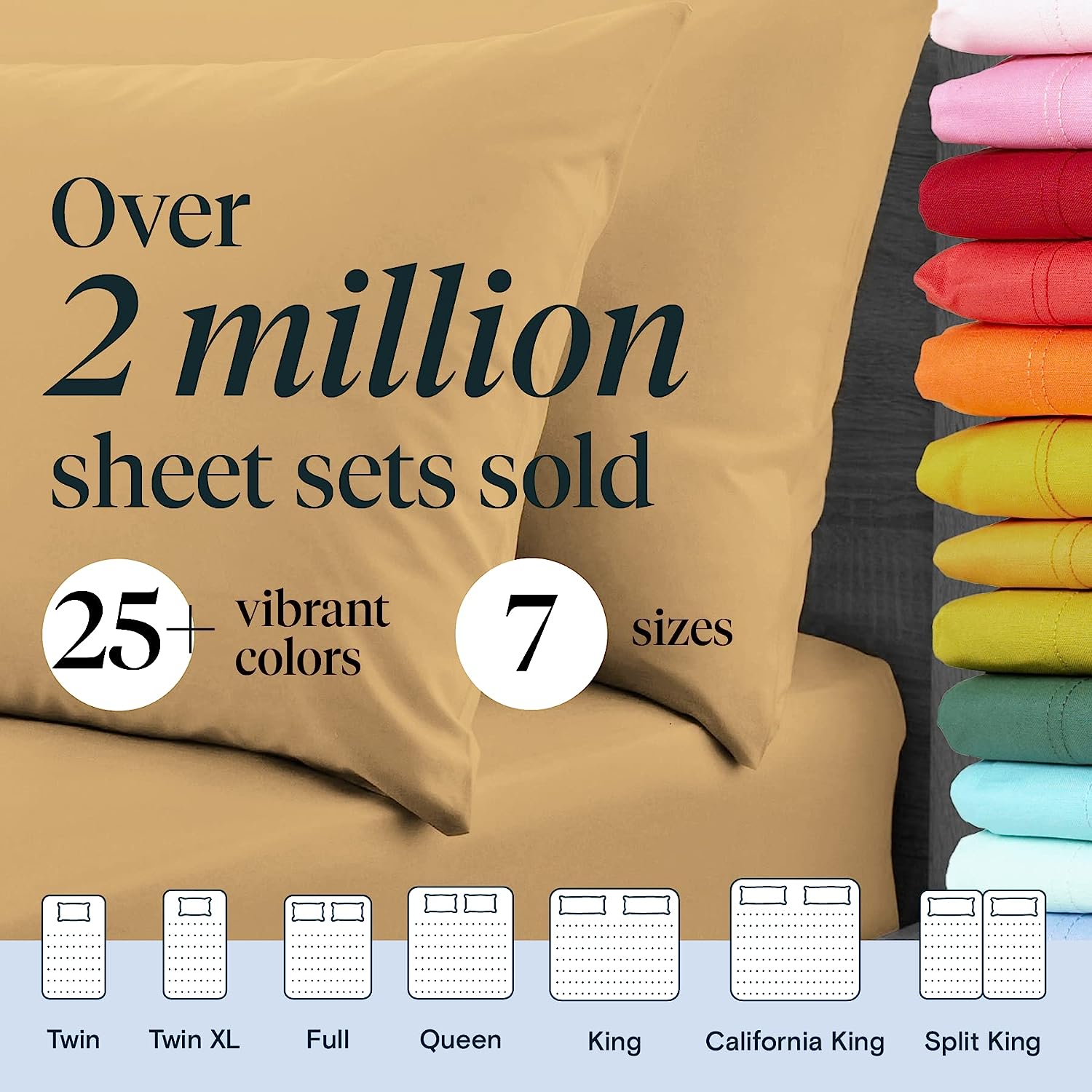 LuxClub 6 PC Full Size Sheet Set Bamboo Sheets Deep Pockets 18" Eco Friendly Wrinkle Free Cooling Sheets Machine Washable Hotel Bedding Silky Soft - Gold Full