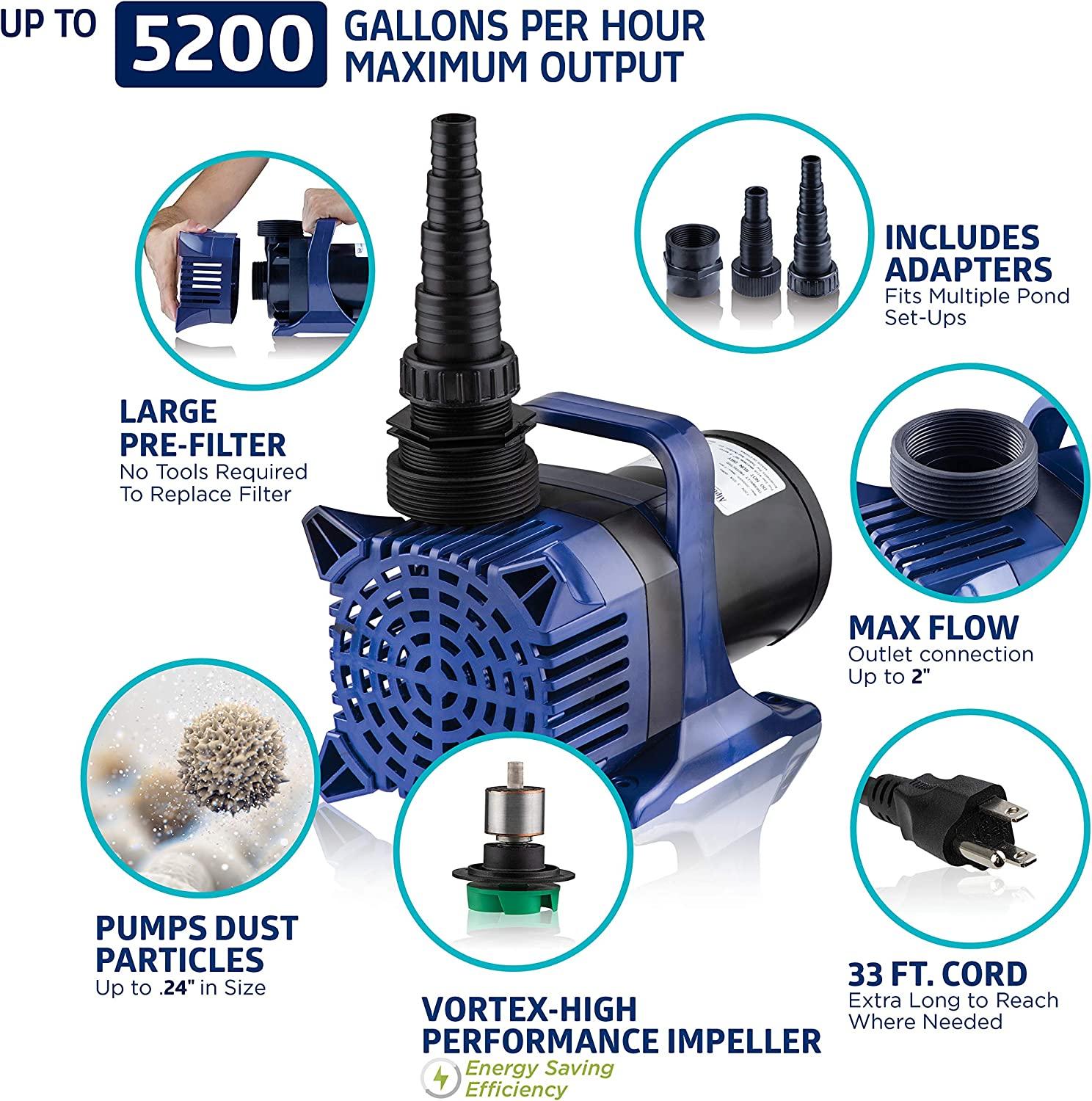 Alpine Corporation 5200 GPH Cyclone Pump for Ponds, Fountains, Waterfalls, and Water Circulation