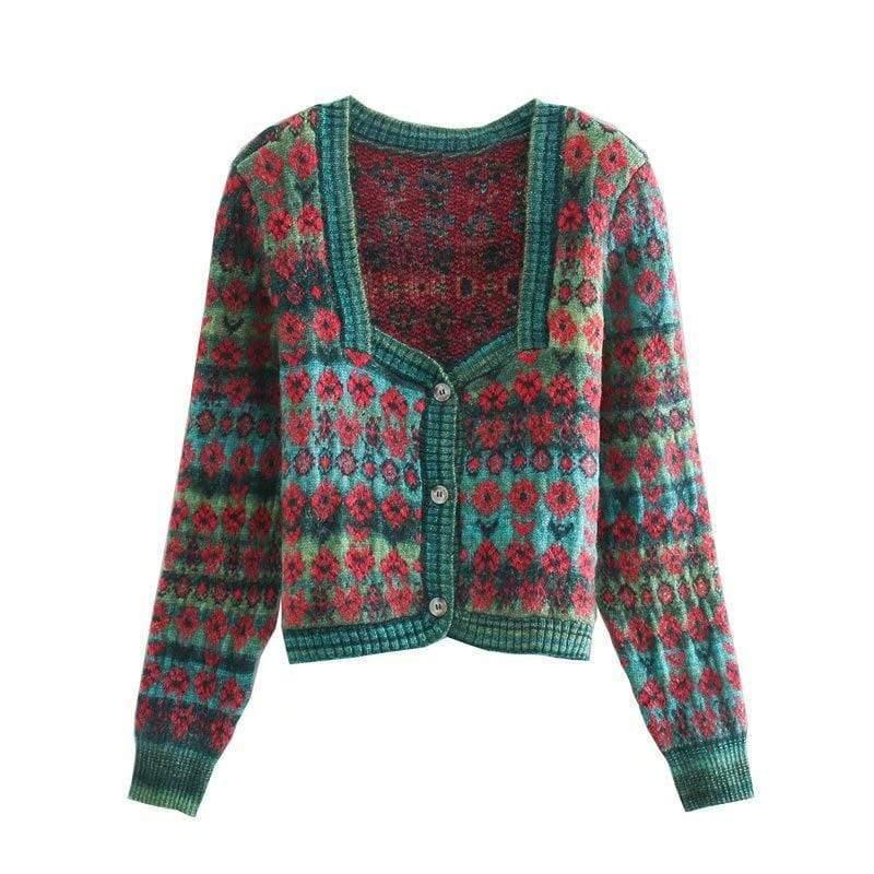 square collar knitted sweater