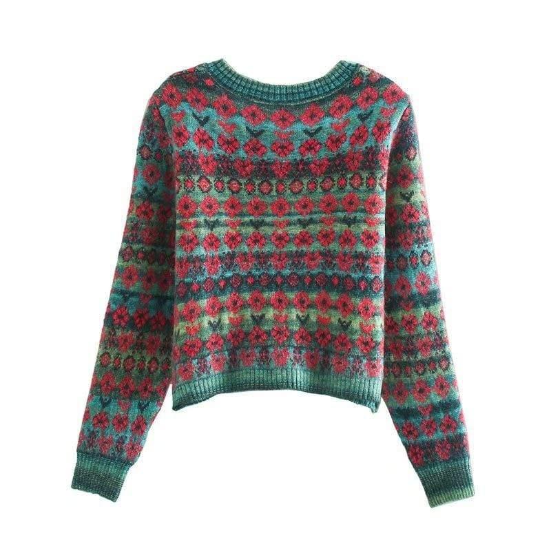 square collar knitted sweater